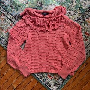 Marc New York Pink Ruffled Cowl Sweater